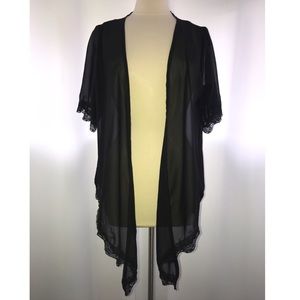 Black Sheer Lace Open Front Coverall